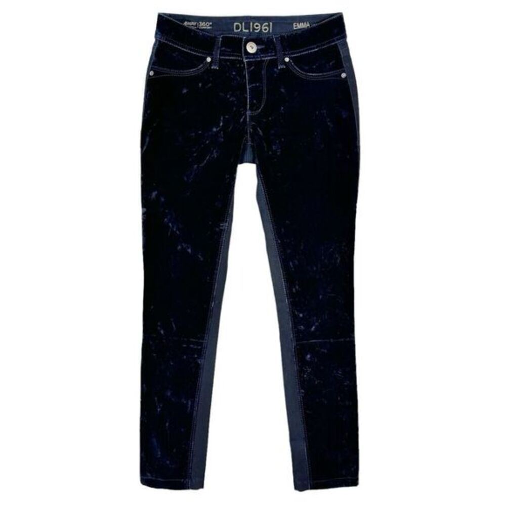 DL1961 Emma Skinny Jeans Size 24 Low Rise Blue Velvet 4 Way Stretch Crop Legging
